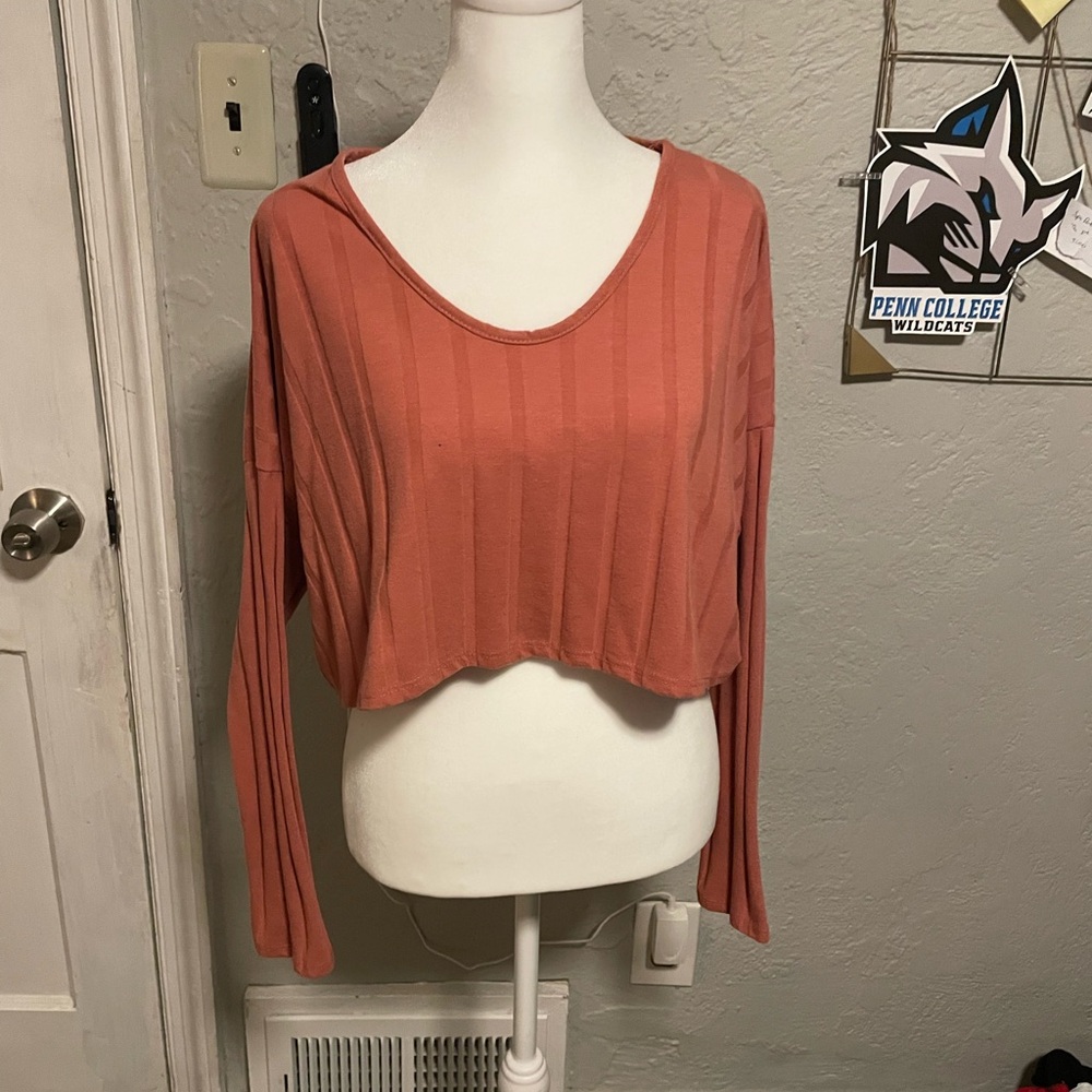 Mid-drift Long Sleeve Crop Top
